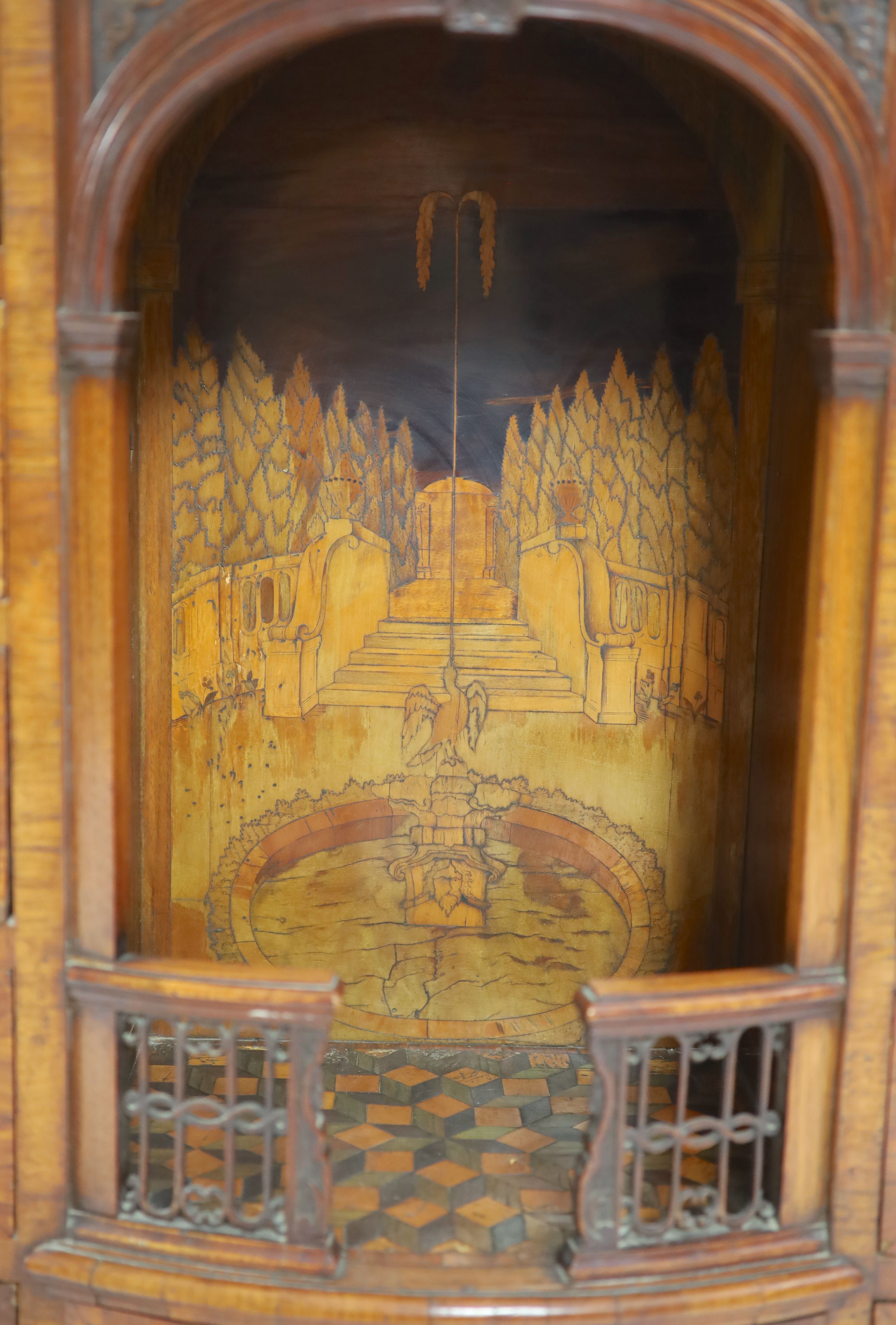 A late 18th century Dutch walnut and marquetry collectors cabinet W 88cm. D 32cm. H 77cm.